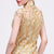 Illusion Neck Brocade Cheongsam Evening Dress with Gold Appliques