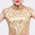 Cheongsam-Abendkleid aus Brokat mit Illusionsausschnitt und goldenen Applikationen