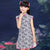 Cap Sleeve Kid's Cheongsam Floral Qipao Dress