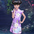 Vestido qipao floral cheongsam de manga corta para niños pequeños