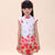 Abito Qipao floreale Cheongsam per bambini con maniche ad aletta Mini