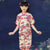 Abito da ragazza cinese tradizionale floreale con mezze maniche