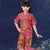 Traje chino tradicional floral con medias mangas para niña