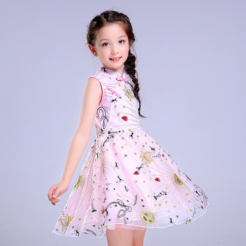 Cheongsam Top Tulle Skirt Kid's Chinese Dress Princess Dress