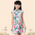 Vestido chino floral cheongsam de manga casquillo para niña clásica