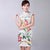 Cap Sleeve Floral Rayon Knee Length Cheongsam Chinese Dress