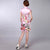 Cap Sleeve Floral Rayon Knee Length Cheongsam Chinese Dress