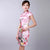 Cap Sleeve Floral Rayon Knee Length Cheongsam Chinese Dress