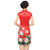 Vestido chino cheongsam floral tradicional hasta la rodilla manga casquillo
