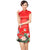 Vestido chino cheongsam floral tradicional hasta la rodilla manga casquillo