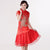 Phoenix Applique Tulle Skirt Knee Length Cheongsam Chinese Dress