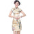 Tree & Birds Print Knee Length Rayon Cheongsam Chinese Dress