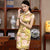 Fancy Cotton Knee Length Floral Cheongsam Chinese Dress