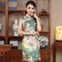 Ausgefallenes, knielanges chinesisches Cheongsam-Kleid aus Baumwolle mit Blumenmuster