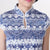 Key Hole Neck Blue & White Porcelain Pattern Ruffled Cheongsam