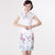 Vestido chino cheongsam de algodón elegante floral con cuello en V
