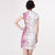 Abito cinese cheongsam in cotone fantasia floreale con scollo a V