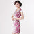 V Neck Floral Fancy Cotton Cheongsam Chinese Dress