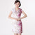 Abito cinese cheongsam in cotone fantasia floreale con scollo a V