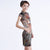 Knielanges chinesisches Kleid aus Rayon Cheongsam mit Space-Print