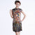Knielanges chinesisches Kleid aus Rayon Cheongsam mit Space-Print