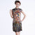 Space Print Knee Length Rayon Cheongsam Chinese Dress