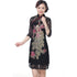 Chinesisches Cheongsam-Kleid aus Spitze mit 3/4-Ärmeln und Phönix-Pailletten