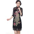 Robe chinoise Cheongsam en dentelle à manches 3/4 avec paillettes Phoenix