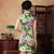 Vestido chino tradicional cheongsam de algodón floral hasta la rodilla
