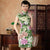 Traditionelles, knielanges chinesisches Cheongsam-Kleid aus Baumwolle mit Blumenmuster