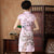 Oiseaux et Arbre Imprimé Fantaisie Coton Longueur Genou Robe Chinoise Cheongsam