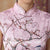 Birds & Tree Print Fancy Cotton Knee Length Cheongsam Chinese Dress