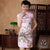 Birds & Tree Print Fancy Cotton Knielanges Cheongsam Chinesisches Kleid