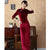 3/4 Sleeve Full Length Velvet Traditional Cheongsam Chinese Dress