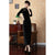 3/4 Sleeve Full Length Velvet Traditional Cheongsam Chinese Dress