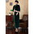 Vestido chino cheongsam tradicional de terciopelo de longitud completa de manga 3/4