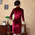 3/4 Sleeve Knee Length Velvet Traditional Cheongsam Chinese Dress