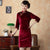 Robe chinoise traditionnelle Cheongsam en velours à manches 3/4