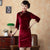 3/4 Sleeve Knee Length Velvet Traditional Cheongsam Chinese Dress