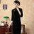 3/4 Sleeve Knee Length Velvet Traditional Cheongsam Chinese Dress