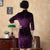 3/4 Sleeve Knee Length Velvet Traditional Cheongsam Chinese Dress