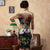 3/4 Sleeve Knee Length Floral Velvet Cheongsam Chinese Dress