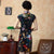 Cap Sleeve Knee Length Floral Velvet Cheongsam Chinese Dress