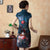 Cap Sleeve Knee Length Floral Velvet Cheongsam Chinese Dress