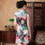 Cap Sleeve Knee Length Flowers Velvet Cheongsam Chinese Dress