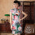 Vestido chino cheongsam de terciopelo con flores hasta la rodilla hasta la rodilla