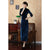 Vestido chino cheongsam tradicional de terciopelo de longitud completa de manga 3/4