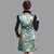 Flügelärmeln Pelzkragen Pfauenschwanz Print Cheongsam Chinesisches Kleid