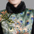 Cap Sleeve Fur Collar Peacock Tail Print Cheongsam Chinese Dress