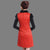 Fur Collar Cap Sleeve Brocade Cheongsam Chinese Dress with Phoenix Sequins